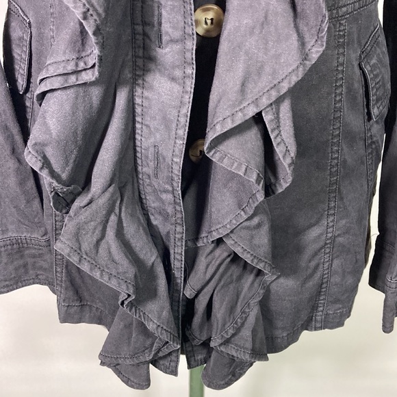 Double Zero 100% Cotton Ruffled Front Button Jacket Size M - Picture 3 of 13